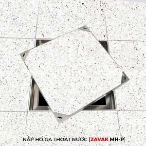 Nắp hố ga ngoài trời inox MHP-AA70 / KT 70x70cm, lát gạch tối đa 2cm/ tải 650kg