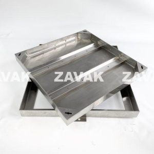 Nắp hố ga ngoài trời inox MHP*-AA60 / KT 60x60cm, lát gạch tối đa 4cm/ tải 800kg